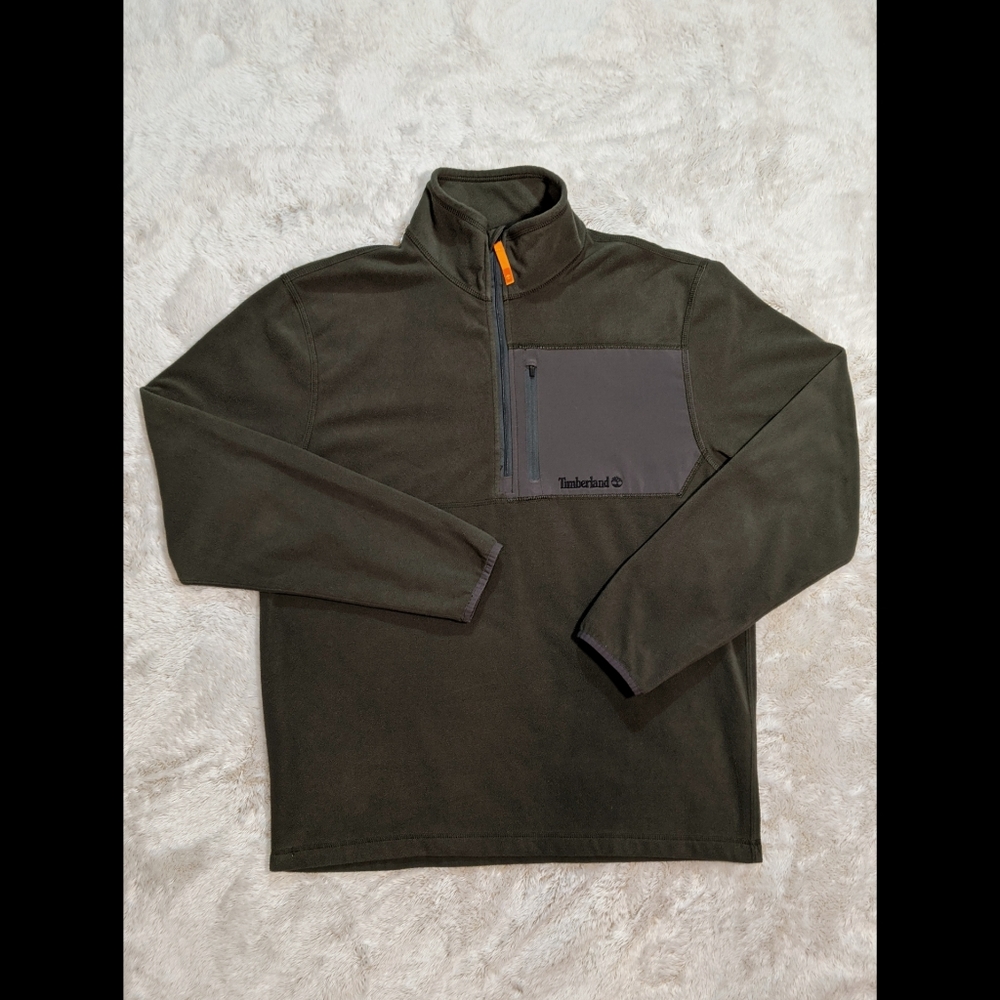 Timberland 1/2 Zip Green Men's Fleece Sweater | L